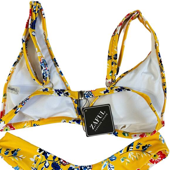 NWT Zaful Yellow Floral Brazilian Cheeky Triangle Bikini Size 6 US Medium - Picture 7 of 10